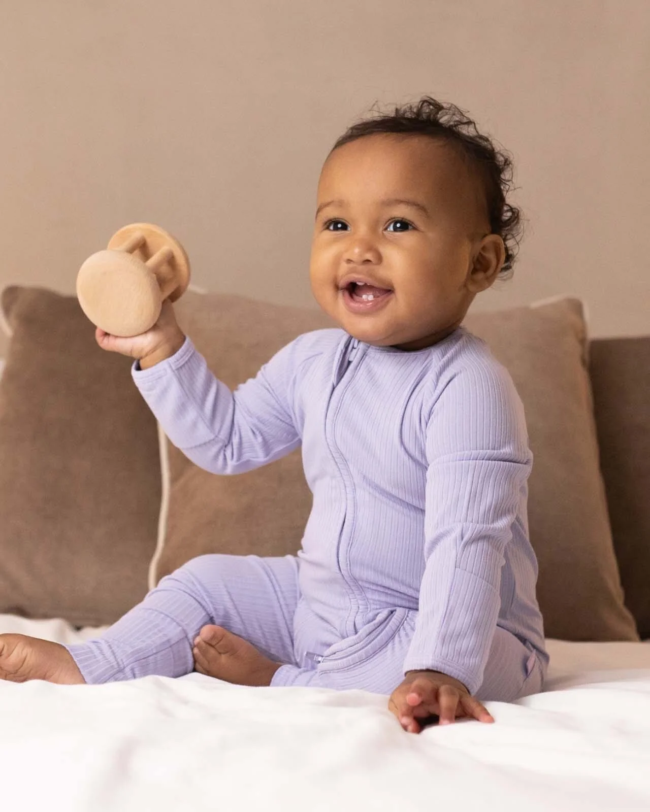 BABYGO® Lilac Ribbed Zip Sleepsuit