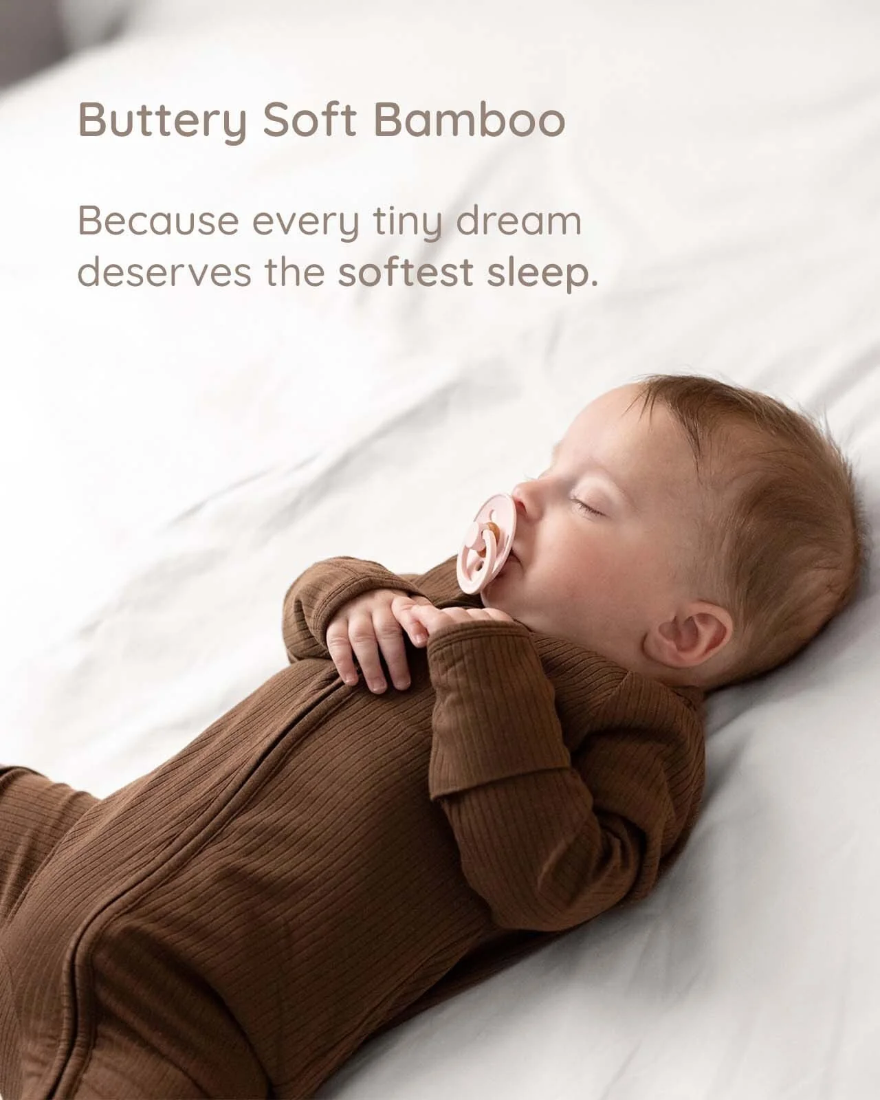 BABYGO® Mocha Ribbed Zip Sleepsuit - Image 3