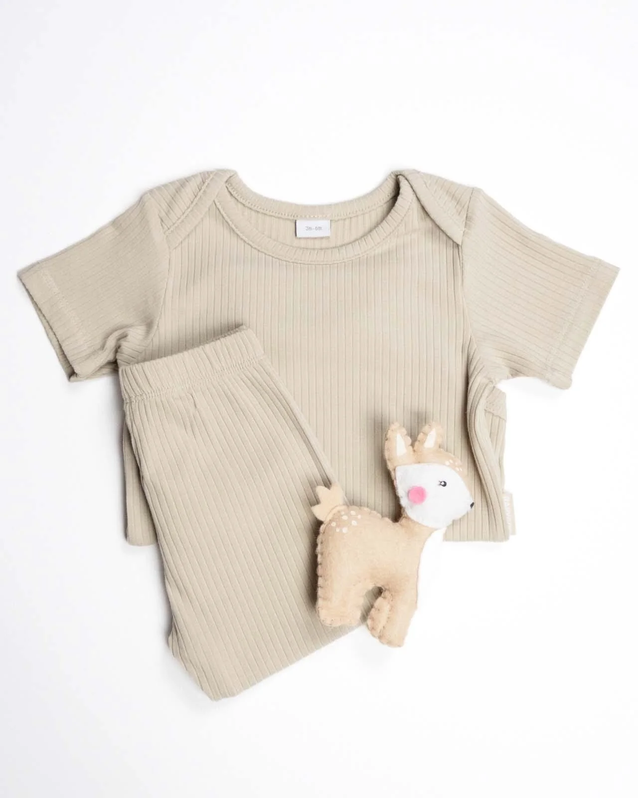 BABYGO® Oatmeal Short Ribbed Bodysuit & Leggings - Image 6