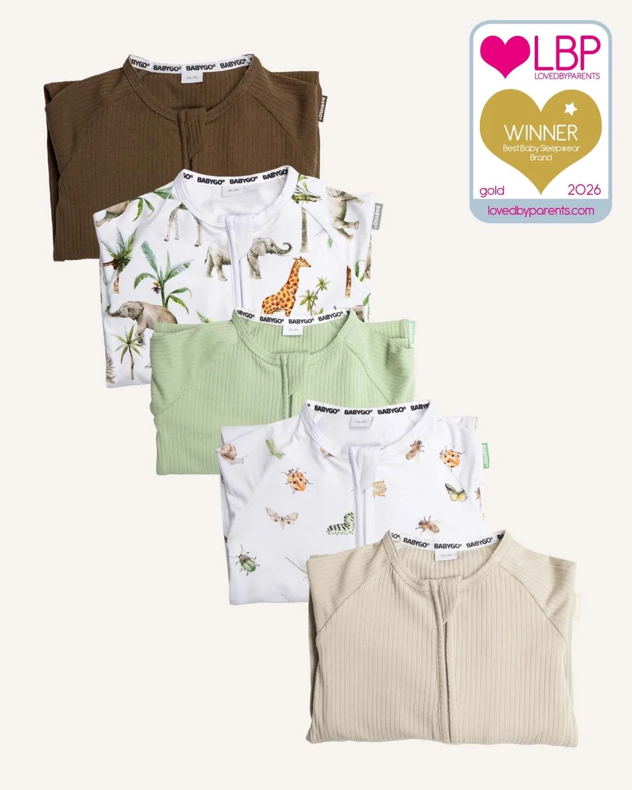 BABYGO® Zip Sleepsuit | 5 Pack | Earth Edit - Image 3