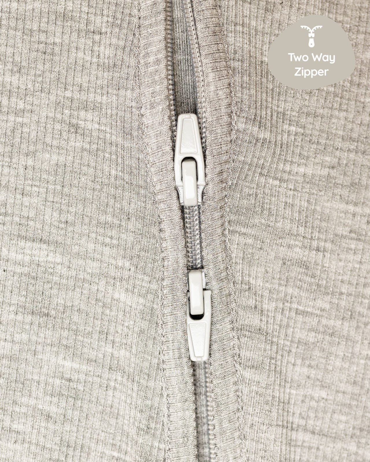 BABYGO® Grey Ribbed Zip Sleepsuit - Image 5