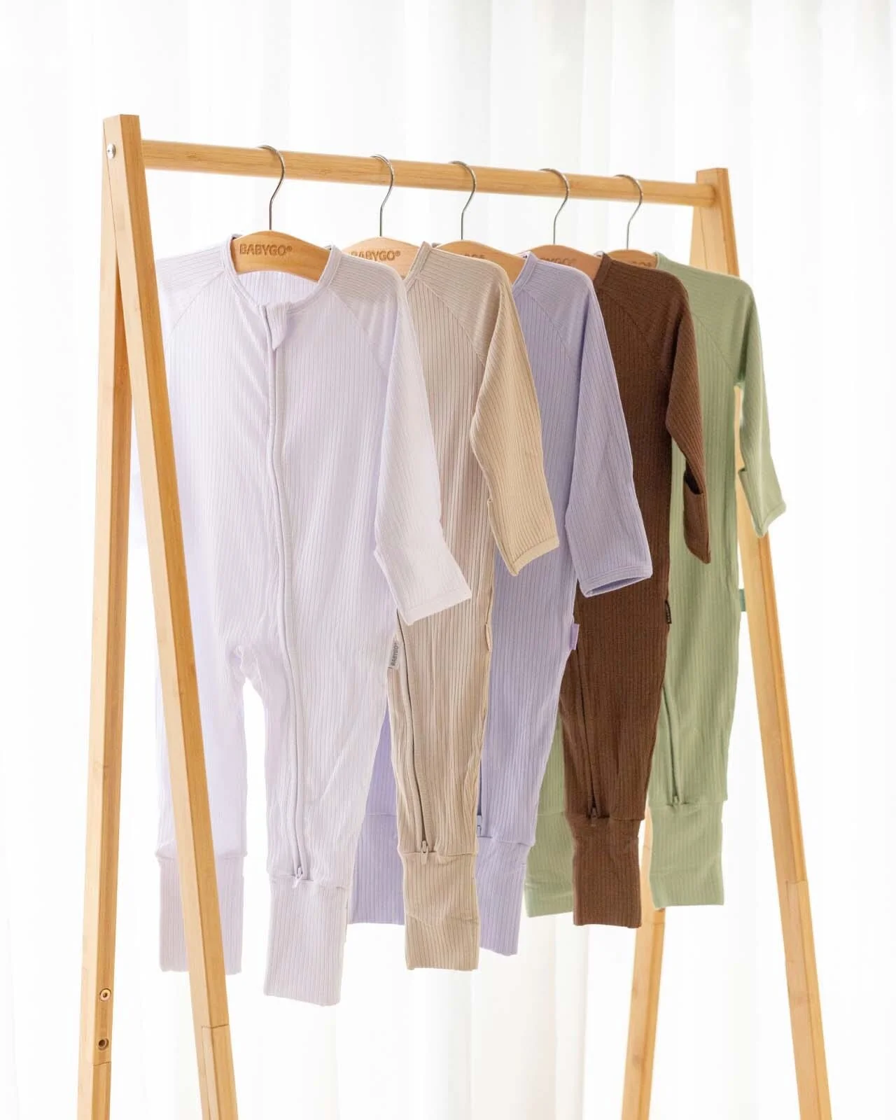 BABYGO® Oatmeal Ribbed Zip Sleepsuit - Image 4